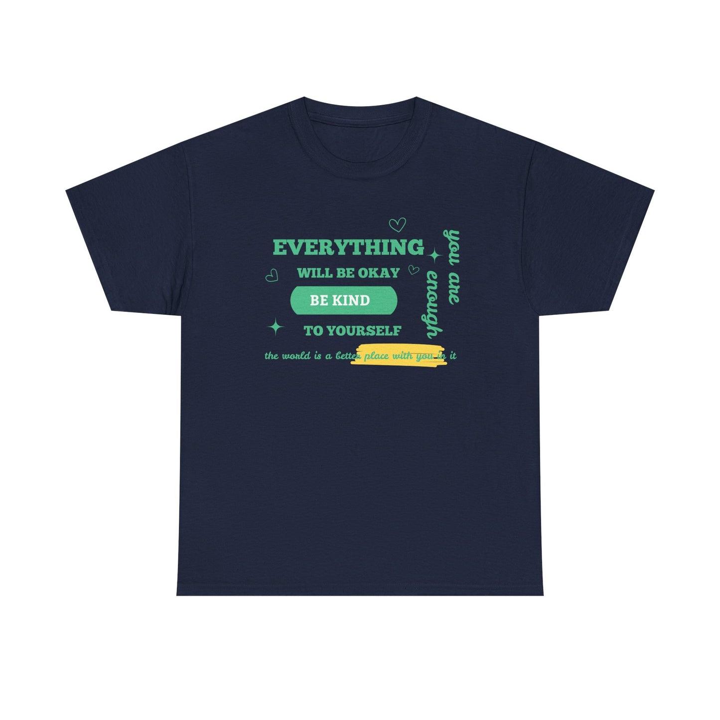 Inspiring Unisex Heavy Cotton Tee - "Everything Will Be Okay, Be Kind to Yourself" - Motivational Shirt for Self-Care, Gifts, Everyday [...]