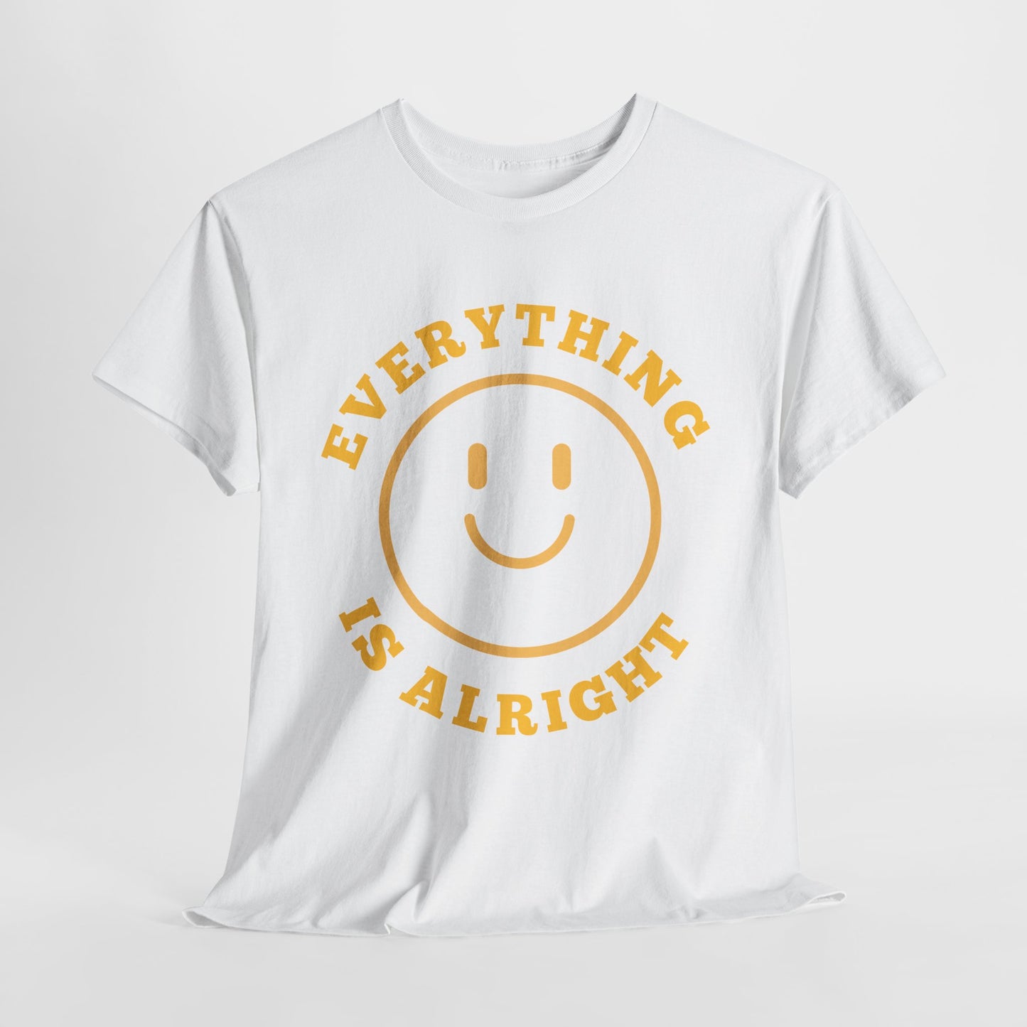 Unisex Heavy Cotton Tee - "Everything is Alright" Smile Graphic, Positive Vibes Shirt, Casual Wear, Gift for Friends, Everyday Essentials