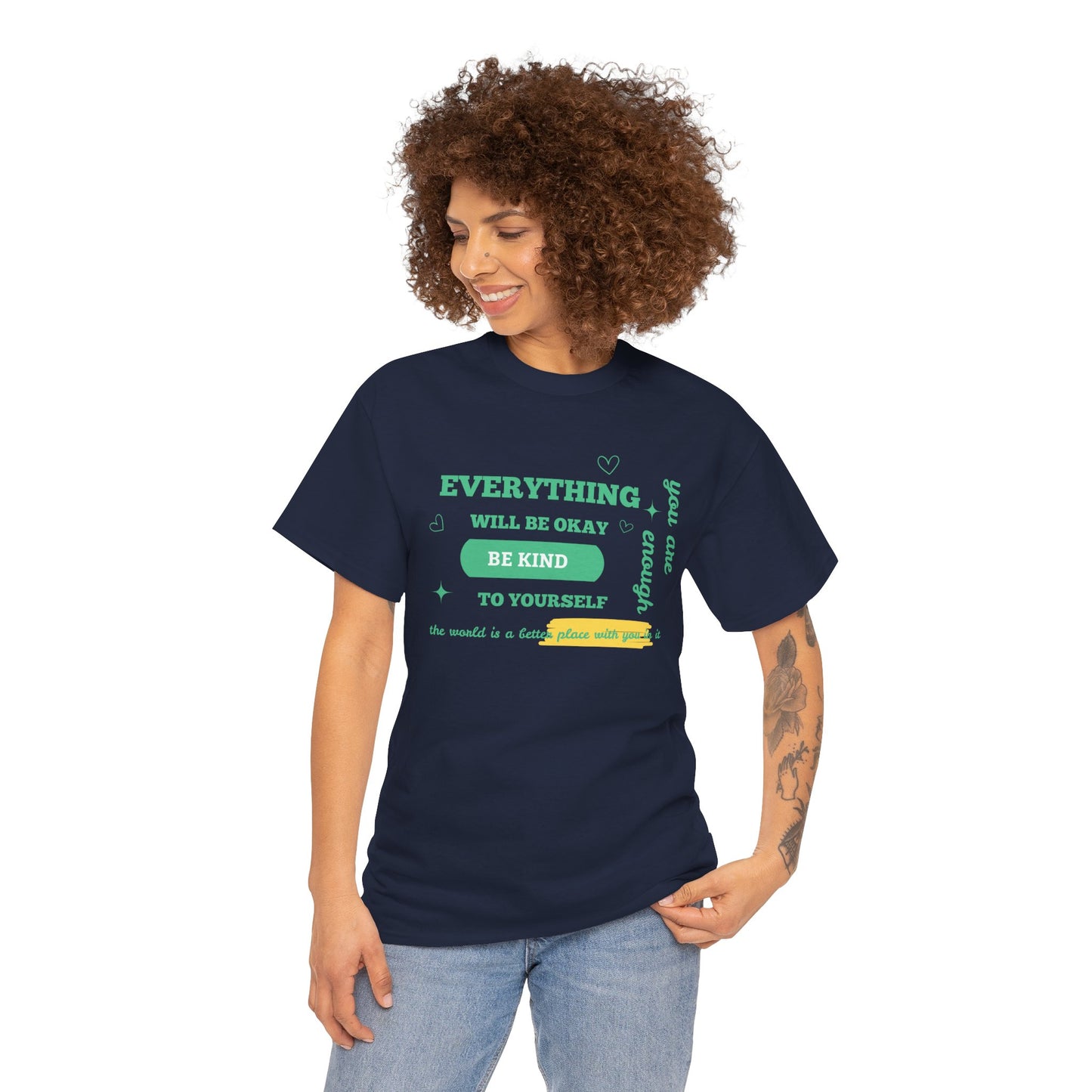 Inspiring Unisex Heavy Cotton Tee - "Everything Will Be Okay, Be Kind to Yourself" - Motivational Shirt for Self-Care, Gifts, Everyday [...]