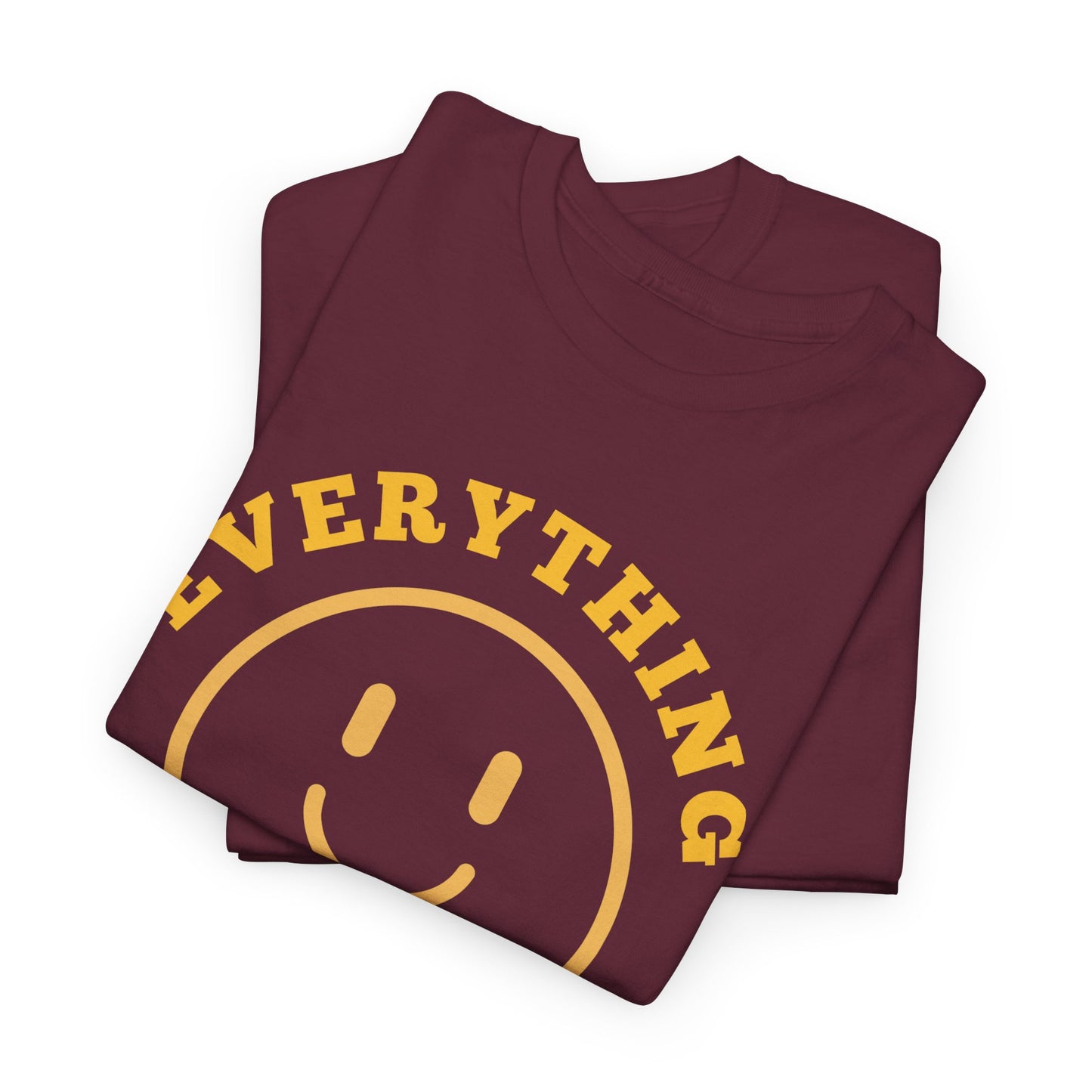 Unisex Heavy Cotton Tee - "Everything is Alright" Smile Graphic, Positive Vibes Shirt, Casual Wear, Gift for Friends, Everyday Essentials