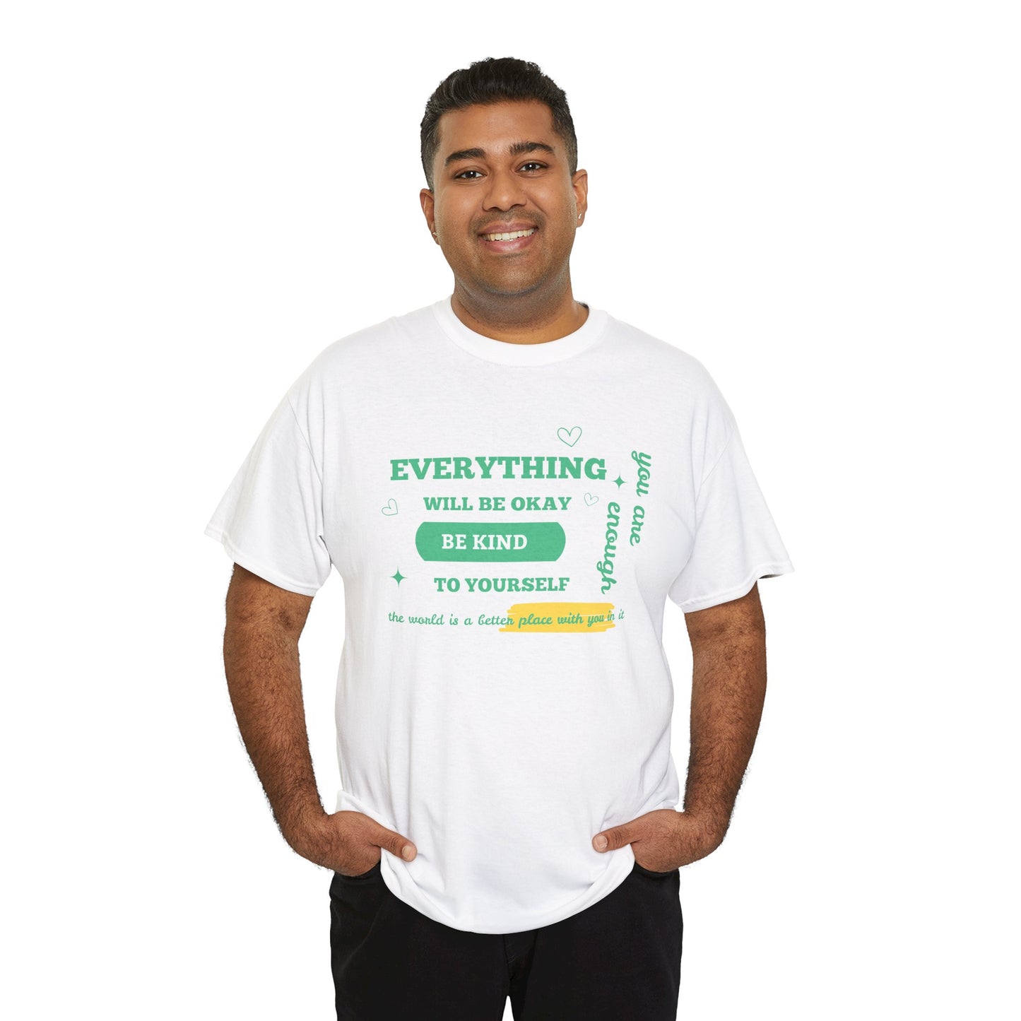 Inspiring Unisex Heavy Cotton Tee - "Everything Will Be Okay, Be Kind to Yourself" - Motivational Shirt for Self-Care, Gifts, Everyday [...]