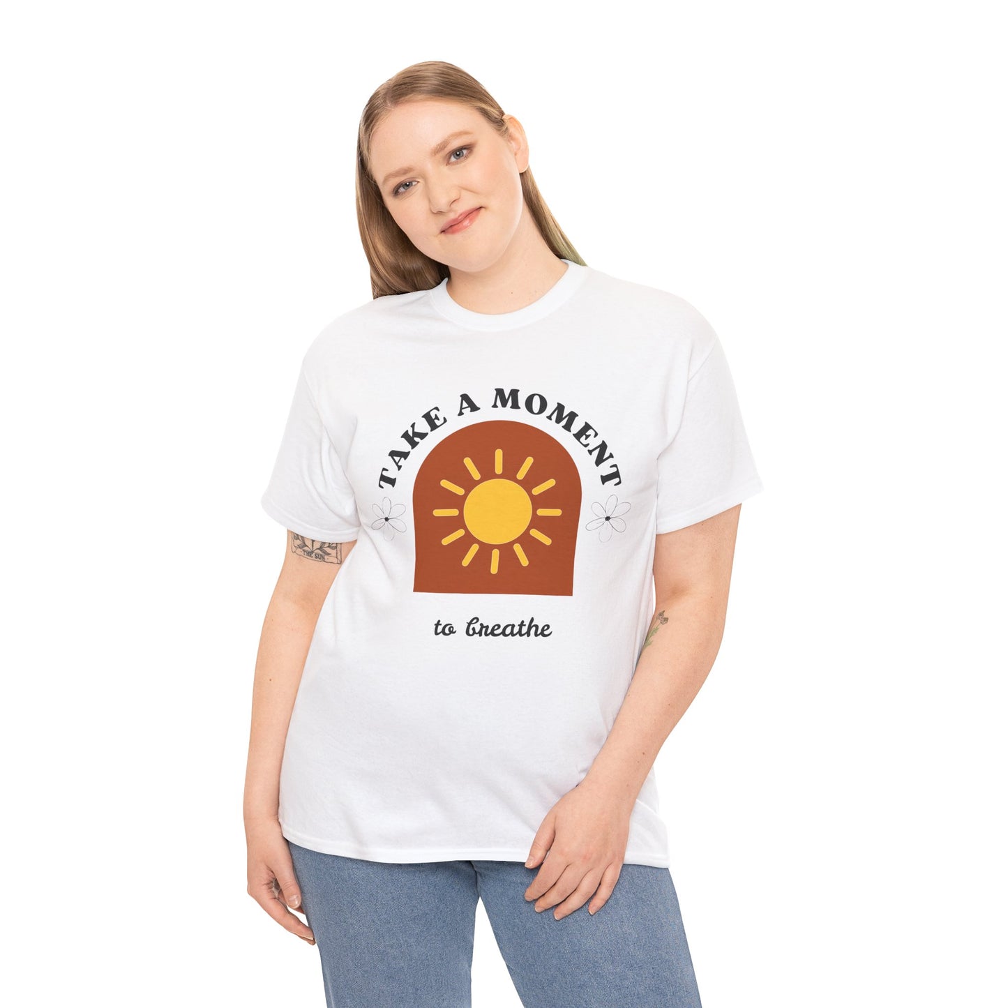 Take a Moment to Breathe Tee, Unisex Heavy Cotton Tee, Relaxation Shirt, Mindfulness Apparel, Gift for Zen Lovers, Inspirational Clothing