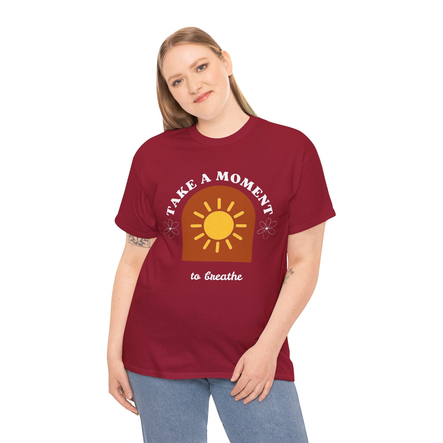 Take a Moment to Breathe Tee, Unisex Heavy Cotton Tee, Relaxation Shirt, Mindfulness Apparel, Gift for Zen Lovers, Inspirational Clothing