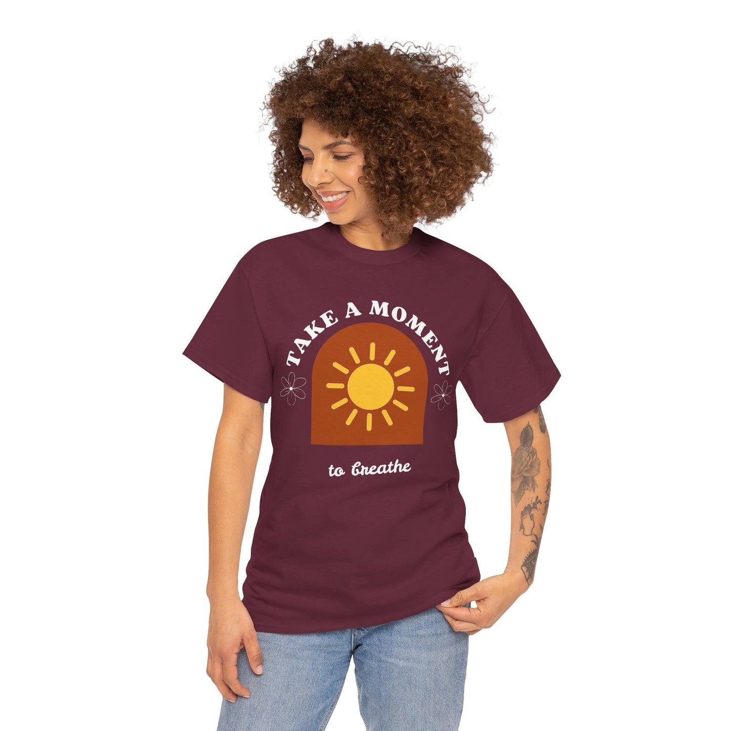 Take a Moment to Breathe Tee, Unisex Heavy Cotton Tee, Relaxation Shirt, Mindfulness Apparel, Gift for Zen Lovers, Inspirational Clothing
