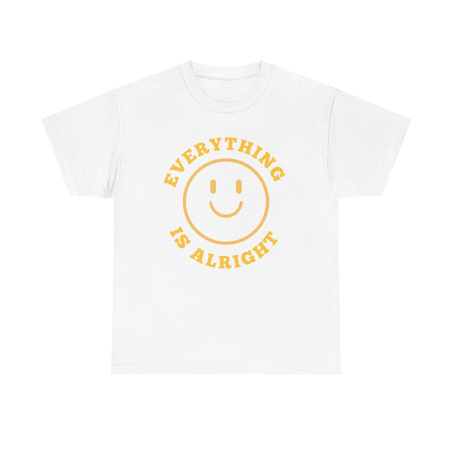 Unisex Heavy Cotton Tee - "Everything is Alright" Smile Graphic, Positive Vibes Shirt, Casual Wear, Gift for Friends, Everyday Essentials