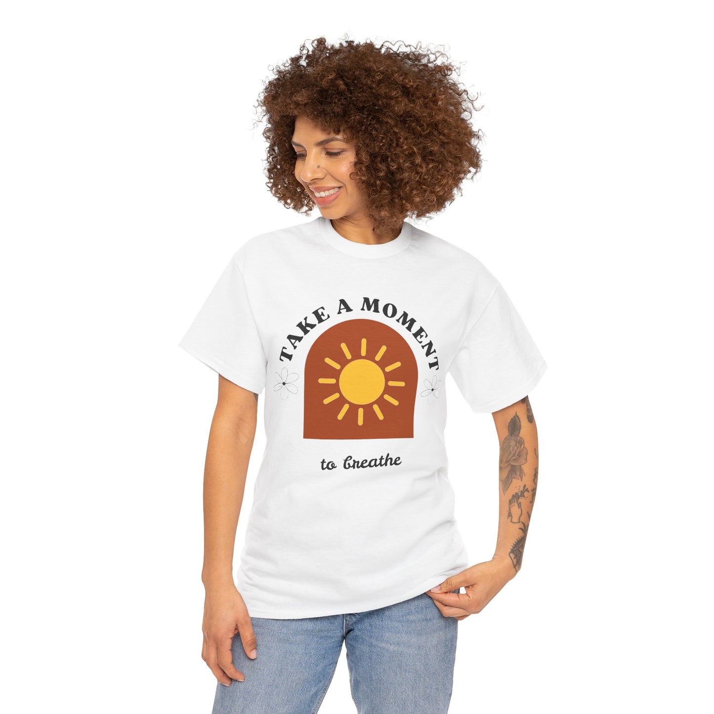 Take a Moment to Breathe Tee, Unisex Heavy Cotton Tee, Relaxation Shirt, Mindfulness Apparel, Gift for Zen Lovers, Inspirational Clothing