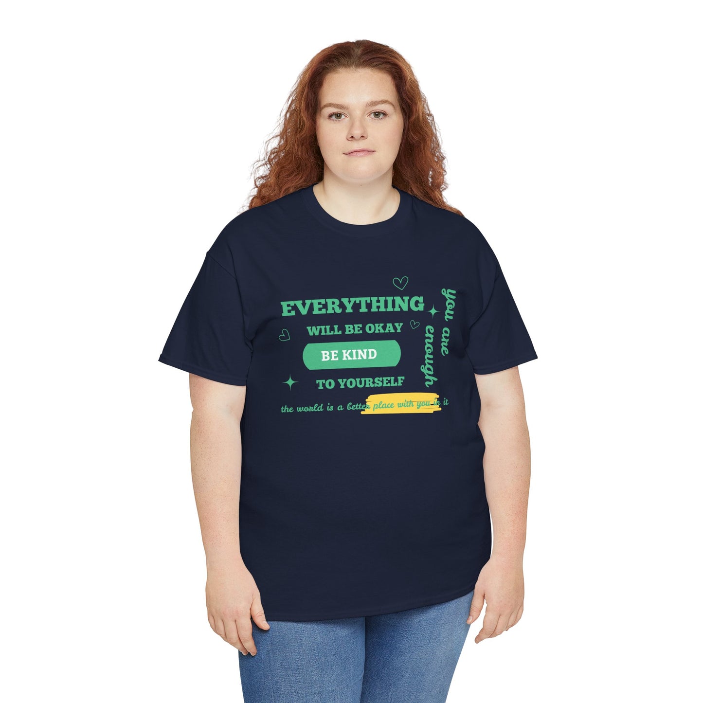 Inspiring Unisex Heavy Cotton Tee - "Everything Will Be Okay, Be Kind to Yourself" - Motivational Shirt for Self-Care, Gifts, Everyday [...]