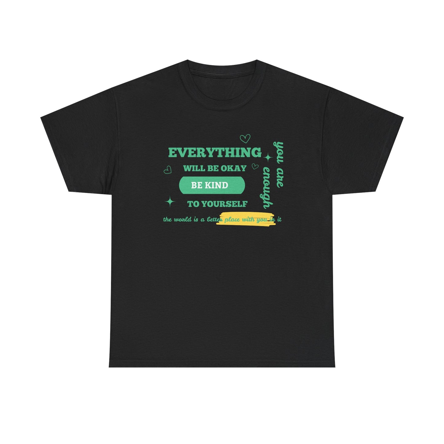 Inspiring Unisex Heavy Cotton Tee - "Everything Will Be Okay, Be Kind to Yourself" - Motivational Shirt for Self-Care, Gifts, Everyday [...]