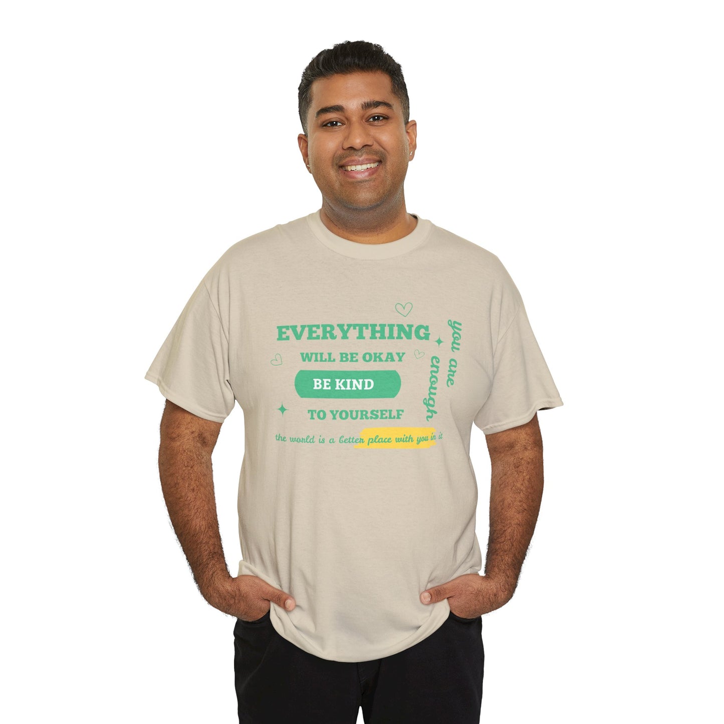 Inspiring Unisex Heavy Cotton Tee - "Everything Will Be Okay, Be Kind to Yourself" - Motivational Shirt for Self-Care, Gifts, Everyday [...]