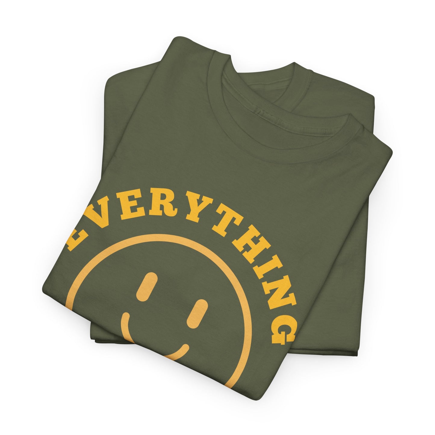 Unisex Heavy Cotton Tee - "Everything is Alright" Smile Graphic, Positive Vibes Shirt, Casual Wear, Gift for Friends, Everyday Essentials
