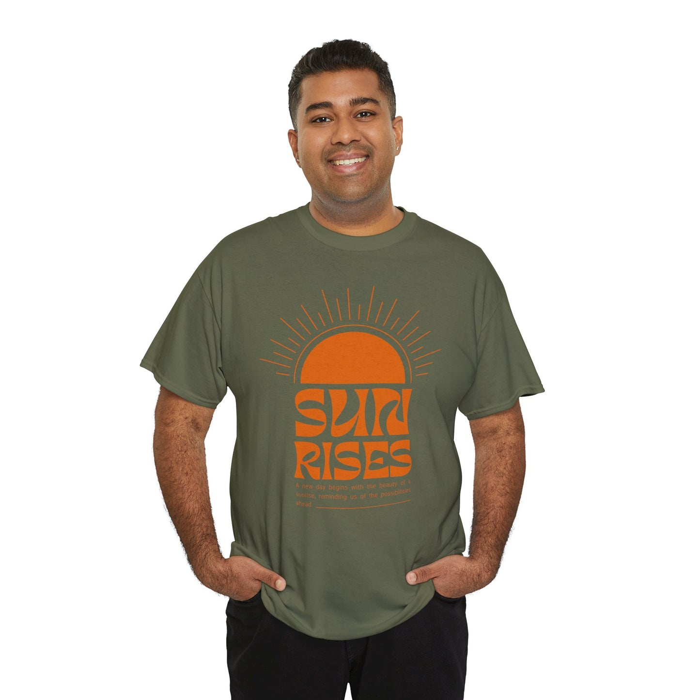 Sun Rises Unisex Heavy Cotton Tee - Motivational Apparel for Nature Lovers, Perfect for Gifts, Summer Wear, Casual Outfits, and Festivals