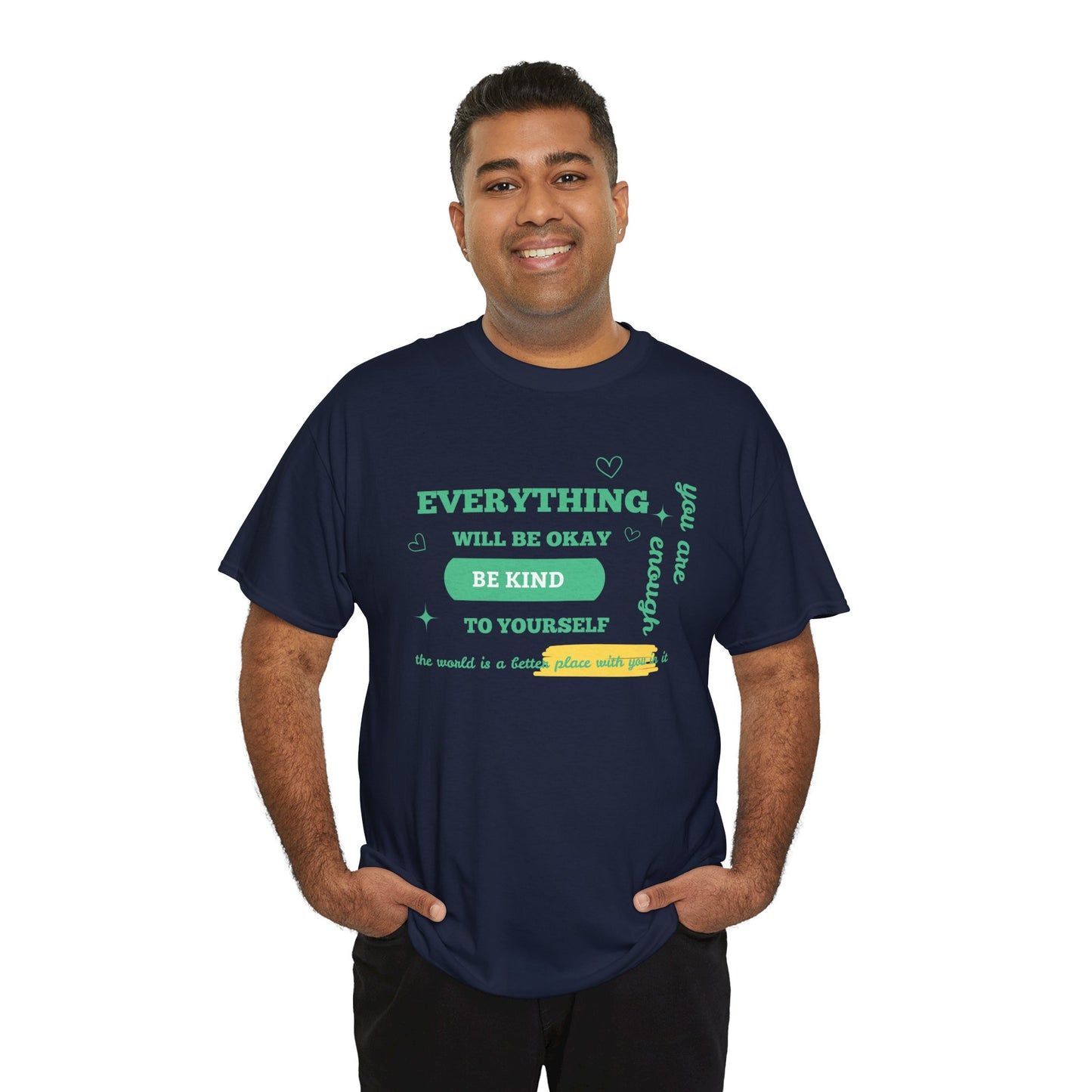 Inspiring Unisex Heavy Cotton Tee - "Everything Will Be Okay, Be Kind to Yourself" - Motivational Shirt for Self-Care, Gifts, Everyday [...]