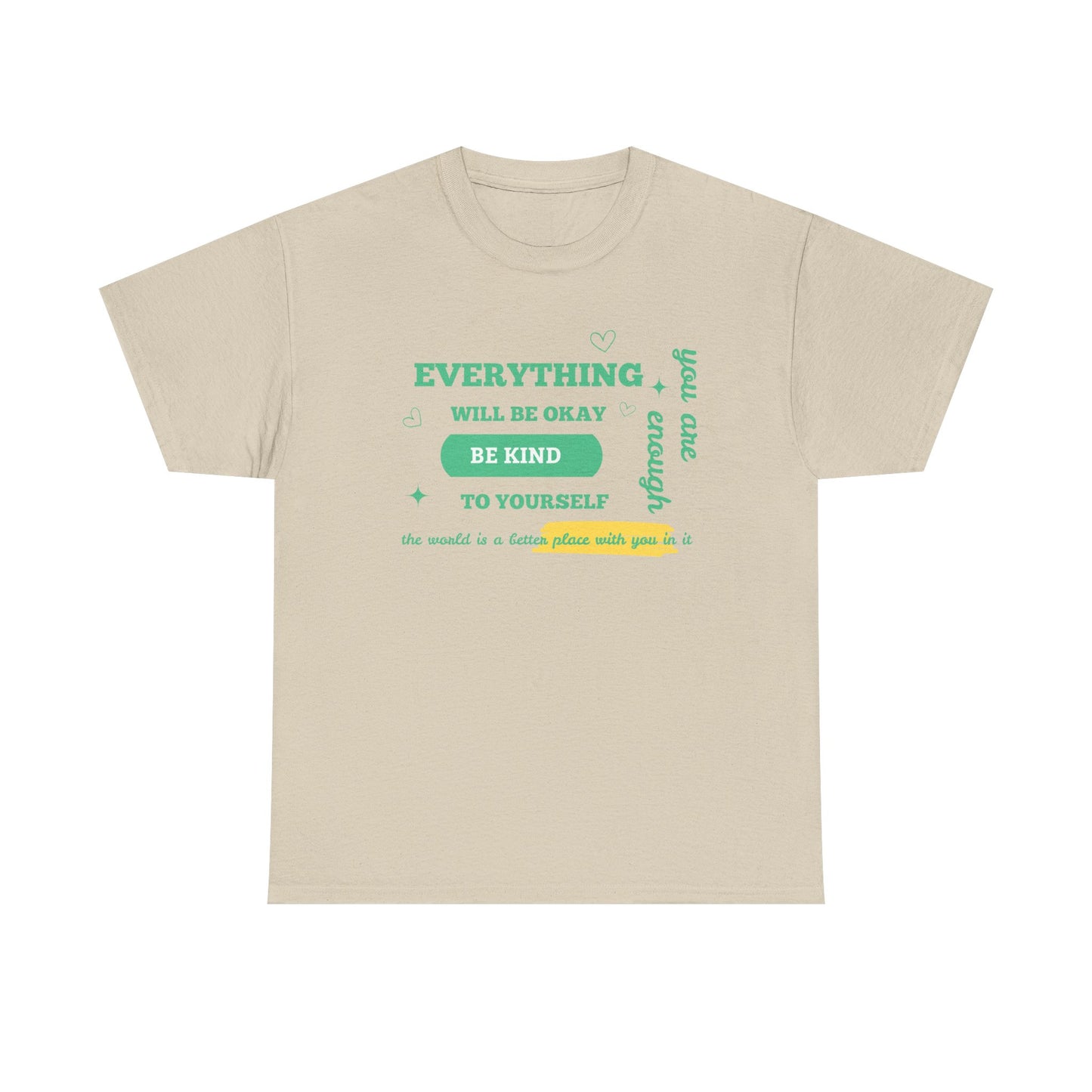Inspiring Unisex Heavy Cotton Tee - "Everything Will Be Okay, Be Kind to Yourself" - Motivational Shirt for Self-Care, Gifts, Everyday [...]