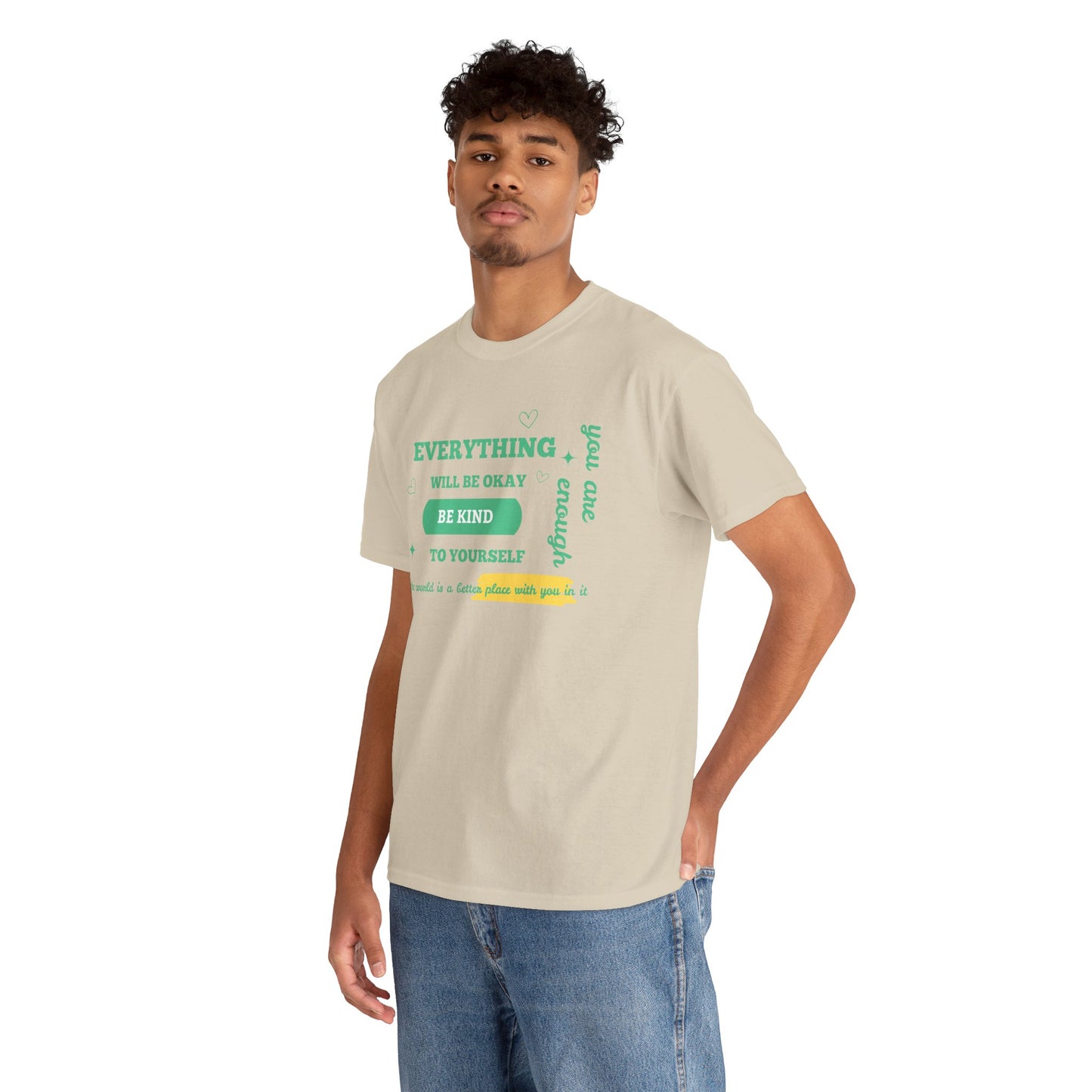 Inspiring Unisex Heavy Cotton Tee - "Everything Will Be Okay, Be Kind to Yourself" - Motivational Shirt for Self-Care, Gifts, Everyday [...]