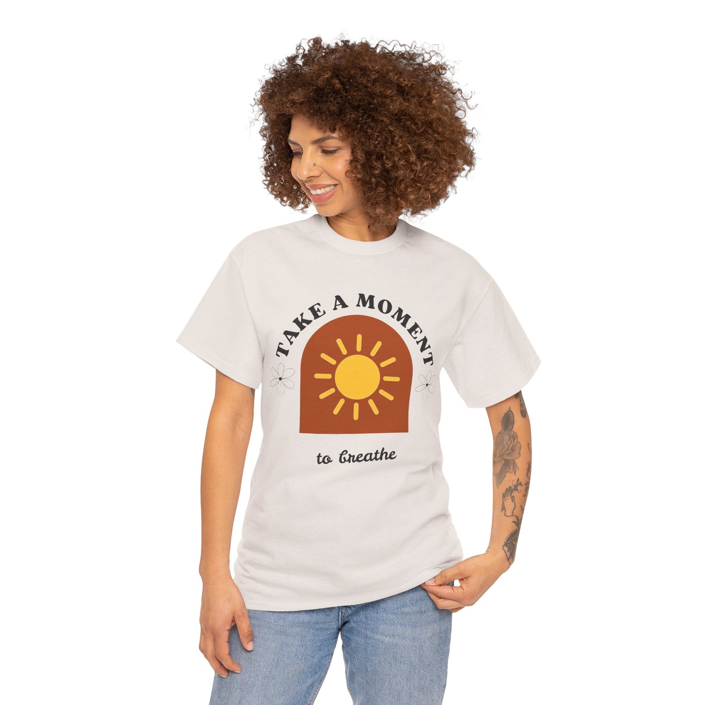 Take a Moment to Breathe Tee, Unisex Heavy Cotton Tee, Relaxation Shirt, Mindfulness Apparel, Gift for Zen Lovers, Inspirational Clothing